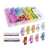 VooGenzek 70 Piezas Clips de Costura de Plástico, Clips Plástico, Sewing Clips, Pinzas de Costura, Accesorio de Costura para Acolchado, Ganchillo, Elaboración y Tejido de Punto, 9 Colores