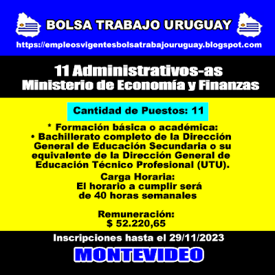 11 Administrativos-as Ministerio de Economía y Finanzas