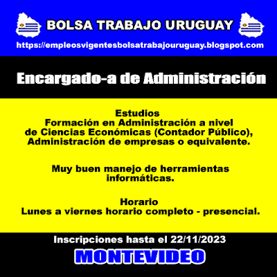 Encargado-a de Administración Encargado-a de Administración
