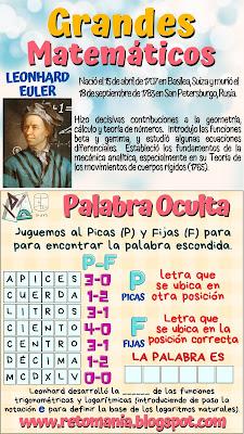 Desafíos matemáticos, Retos matemáticos, Problemas matemáticos, Problemas de Ingenio, Matemáticos, Grandes Matemáticos, Grandes Genios, Personajes matemáticos, Pasatiempos matemáticos, Día de las matemáticas, Retos mentales, Retos virales, Juego de letras, Juego de palabras, Palabra Oculta, Buscapalabras, Palabra escondida