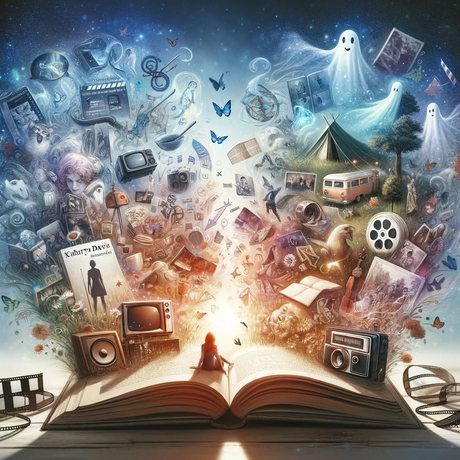 DALL·E 2023 11 20 10.21.41 A fotorrealistic image of an open book with pages filled with fragmented memories and imaginative elements blending together. The pages should contai