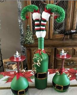 20 Centros de mesa navideños con botellas de vino