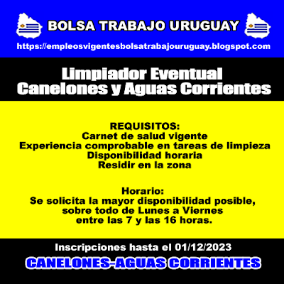 Limpiador Eventual - Canelones y Aguas Corrientes