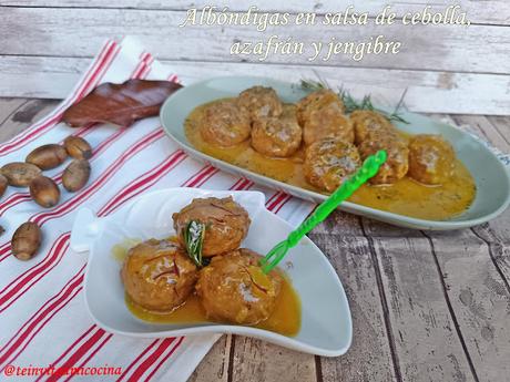 Albóndigas en salsa de cebolla, azafrán y jengibre Albóndigas en salsa de cebolla, azafrán y jengibre