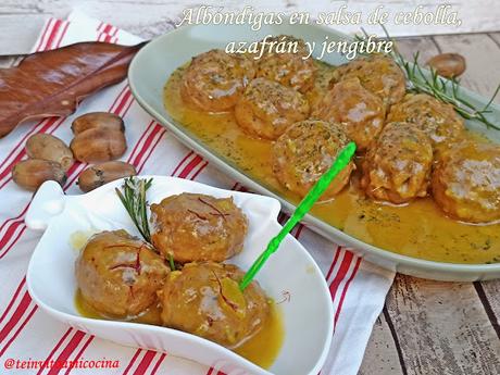Albóndigas en salsa de cebolla, azafrán y jengibre Albóndigas en salsa de cebolla, azafrán y jengibre