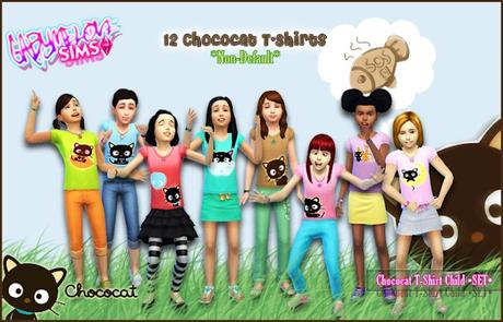 Sims 4 CC | Clothing: Chococat T-Shirt for Child | Gabymelove Sims | Download, descargar, free, gratis, mod, mods, contenido personalizado, custom content, CAS, CUS, cloth, clothes, choco, cat, gato, ropa, vestimenta, Sanrio, hello kitty, camiseta, blusa, shirt, children, girl, chica, niña, niñas, chicas, girls