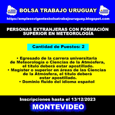 PERSONAS EXTRANJERAS CON FORMACIÓN SUPERIOR EN METEOROLOGÍA