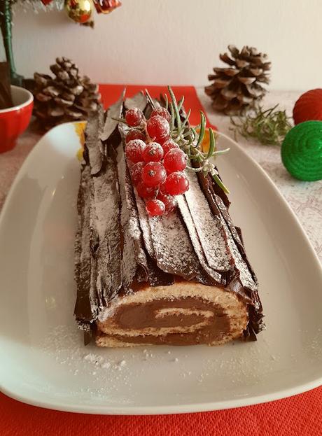 Tronco navideño de chocolate y mascarpone
