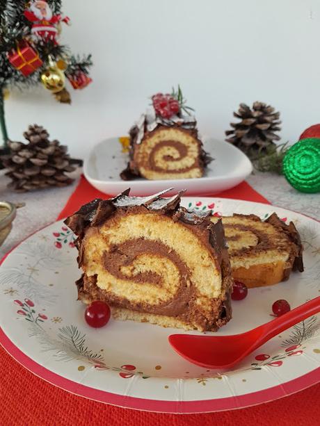 Tronco navideño de chocolate y mascarpone