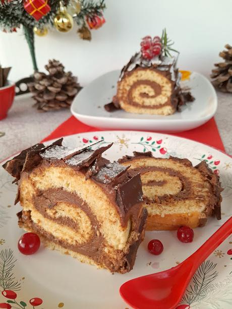 Tronco navideño de chocolate y mascarpone