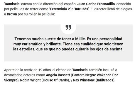 Netflix anuncia la fecha de estreno de ‘Damisela’, la nueva película de Millie Bobby Brown