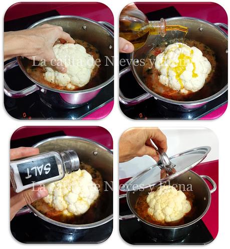 Coliflor en salsa putanesca a la hierbabuena