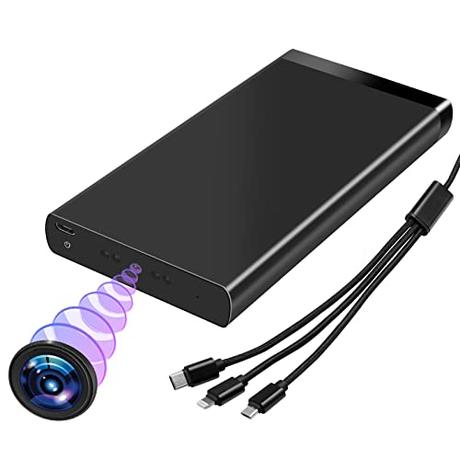 CYI Cámara Espia Oculta HD 1080p, Portátil Cámara Vigilancia para Coche con 50 Horas, Powerbank Spy Camera 10000mAh para Inicio/Viaje de Trabajo