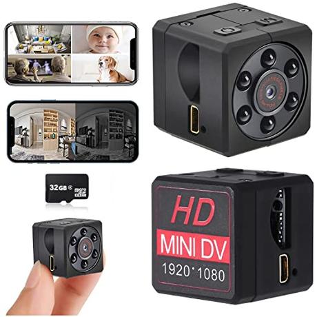 Cámara Espía, Mini Camara Espia Oculta con Imagen Full HD 1080 - con Visión Nocturna y Sensor de Movimiento, Funciona sin Wifi - Incluye Tarjeta SD 32GB Gratis - para Parking y Lugares sin Internet