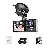 Aumotop 1080P DVR Dashcam Cámara Coche, Camara Coche Vigilancia, Frontal e Interior y Trasera, 2 Pulgadas Pantalla, Soporte de Visión Nocturna Grabación en Bucle Bloqueo de una tecla