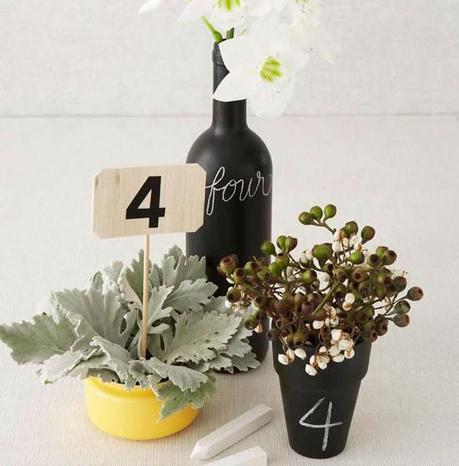 Meseros de pizarra/Chalkboard-table-number-idea