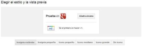 Configuración de la insignia de Google Plus para compartir la página.