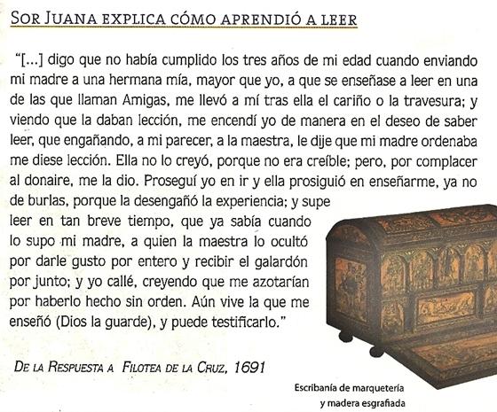 Sor Juana explica cómo aprendió leer