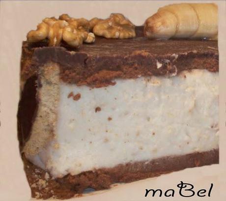 Pastel  mousse de banana y chocolate sin hornear