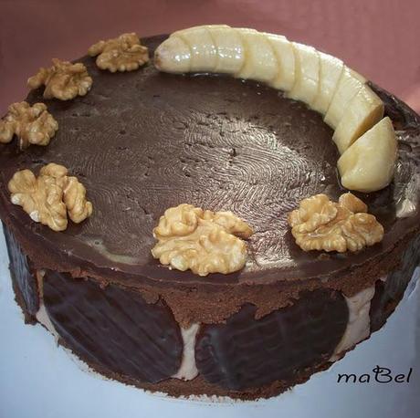 Pastel  mousse de banana y chocolate sin hornear