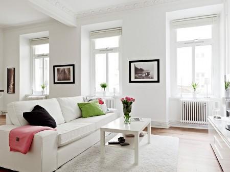 Un rectángulo de estilo nórdico de 66m² suelo de madera oscura pisos pequeños estilo nórdico muebles de ikea muebles blancos espacios diáfanos diseño de interiores decoración pisos pequeños decoración estilo nórdico decoración en blanco decoración de interiores casa rectangular