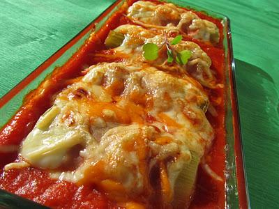 Canelones de puerro lights