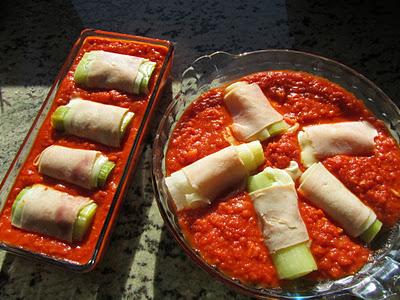 Canelones de puerro lights