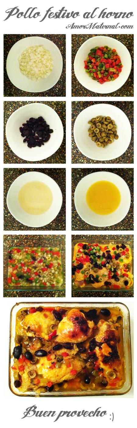 Pollo festivo al horno. Receta rápida, fácil y deliciosa