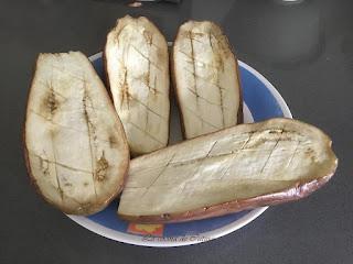 Berenjenas rellenas con gambas Berenjenas rellenas con gambas