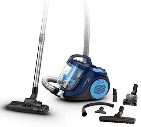 Rowenta Swift Power RO2981 Total Care, aspiradora sin bolsa, sistema ciclónico, depósito 1.5 L, cepillo parquet, boquilla 2 en 1 para ranuras, tapicerías y pelo mascotas, 77 dB, Multicolor
