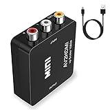 Adaptador HDMI, Rca A HDMI, Adaptador Euroconector a HDMI Para Tv, Adaptador Wii HDMI, Soporte 1080P con Cable de Alimentación USB para Wii PS2 Gamecube VHS Camara Laptop DVD Proyector (Small)