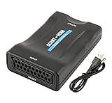 RXDF Convertidor de euroconector a HDMI, compatible con HDMI 1080P/720P, convertidor de audio de vídeo, adaptador para monitor HDTV proyector STB VHS Xbox PS3 Sky Blu-ray DVD