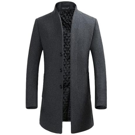 YOUTHUP Abrigos para Hombre Sobretodo de Invierno de Lana Trenca Abrigo Slim Fit Chaqueta Gris (Diseño 2) L