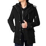 YOUTHUP Abrigo de Invierno Cálido Largo de Lana Gruesa Parka Trench Coat Caban Negro M
