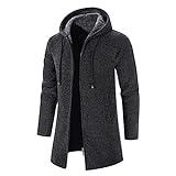 NUSGEAR 2023 Abrigo con capucha Hombre otoño Invierno Chaqueta largo Casual gruesa Forro de felpa Moda Chaqueta Cardigan Caliente Sudadera Deportivo Informal Outwear Cálido parka Tops Jacket Cazadora