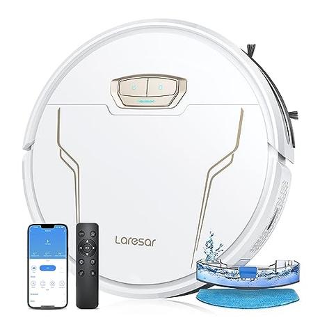 Robot Aspirador y Fregasuelos, 4000Pa Aspirador Robot, Carga automática, 150 Minutos de batería de Larga duración, App o Mando a Distancia, Compatible con Alexa, para Pelo de Mascotas (Evol 3s)
