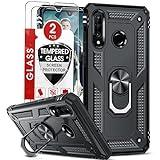 LeYi Funda para Huawei P30 Lite / P30 Lite New Edition con [2-Unidades] Cristal Vidrio Templado,Armor Carcasa con 360 grados Anillo iman Soporte Hard PC y Silicona TPU Bumper Case, Negro