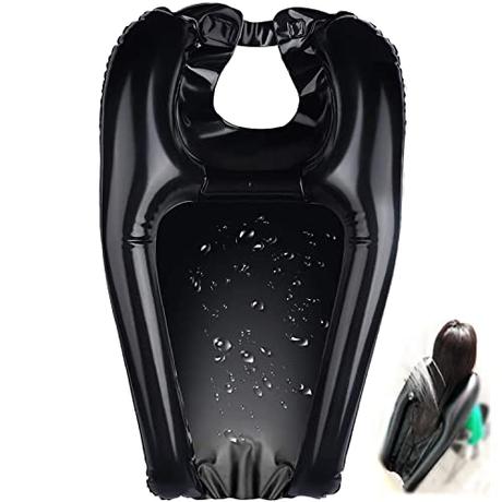 Lavacabezas Portátil para Casa Lavabo Portátil Hinchable para Ancianos, Heridos, Discapacitados, Embarazadas y Niños Bandeja de Ducha de Emergencia en Silla o Cama Negro