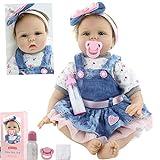 ZIYIUI Muñecos Reborn 2 Pulgadas 55 Cm Bebe Reborn Silicona Suave Vinilo Realista Reborn Niña Real Hecho a Mano Juguetes de Muñeca