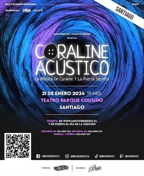 «Coraline acústico», la película de animación tendrá su concierto en Chile el 2024 afiche chico