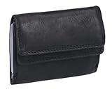 LEAS Cartera pequeña para señores Monedero para señoras, Piel auténtica, Negro Mini-Edition''