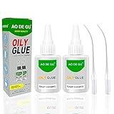 Rusoz Pegamento Fuerte, 2 Frascos de Super Glue Universal de 50 ml Pegamento Instantáneo Pegamento Extrafuerte Transparente Pegamento de Aceite Pegamento Fuerte Para Todo para Múltiples Materiales