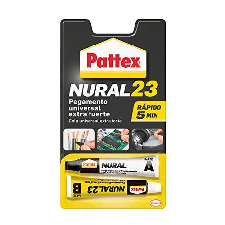 Pattex Nural 23 Pegamento universal extra fuerte, adhesivo extrafuerte para múltiples materiales, pegamento resistente a agua, aceite, disolventes y más, 2 x 11 ml