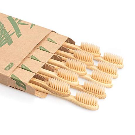 Cepillos de Dientes de Bambú Reutilizables Biodegradables, Cepillos de Dientes de Madera Daletu Cerdas Orgánicas Naturales Ecológicas Libres de BPA - Paquete de 10