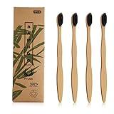 Cepillo Dientes Bambú Paquete de 4 Unidades de Cepillos de dientes con Carbon Activo Cepillo de Dientes Mejora la Limpieza Dental y Mejora el blanqueamiento dental