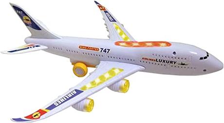 Toyze Juguetes de avión Boeing 747 Juguetes de avión con Luces y Sonidos Avión de Juguete Bump and Go Action avión de Juguete para niños de 2 años Juguetes de avión de 3 años para niños pequeños