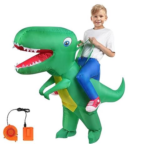 AOOWU Disfraz Dinosaurio Niños, Disfraz Hinchable con Sistema Inflable, para Halloween, Cosplay Cumpleaños Navidad Carnaval Fiesta Mardi Gras