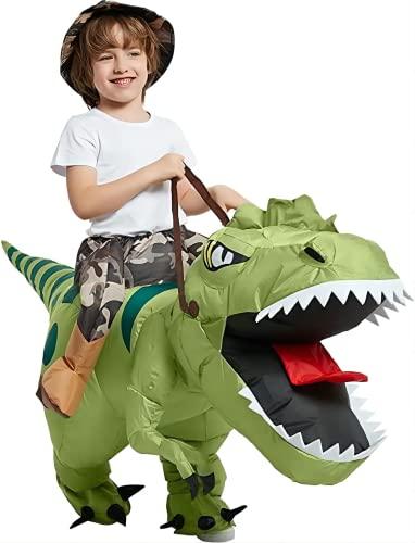 FXICH Disfraz inflable de dinosaurio para montar a caballo, disfraz de Halloween para adultos 【Altura para 3.3-4.1ft/39.4-49.2inch】