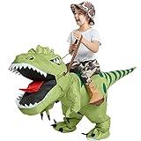BAJENA Disfraz de dinosaurio inflable Dino a caballo en un juguete inflable de dinosaurio para fiestas de Halloween Cumpleaños Cosplay Unisex (Kinder)
