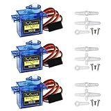 Miuzei SG 9G Micro Servo Motor para RC Robot Arm/Mano/Caminar Helicóptero Barco Avión Helicóptero Coche Modelo de Vehículo Control con Cable Mini Micro Arduino Motor Servos Maqueta (3 *Azul)